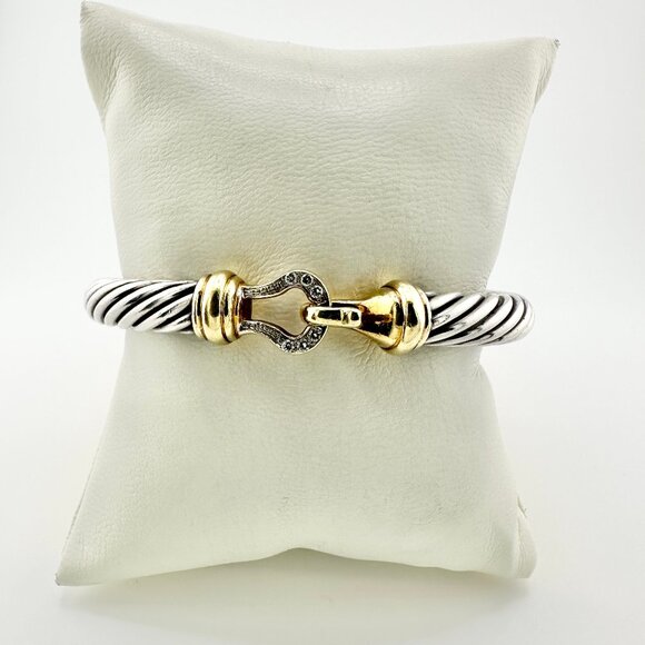 David Yurman Jewelry - David Yurman Bucklet Bracelet w/ 18K Yellow Gold & Diamonds - 7mm - Medium
